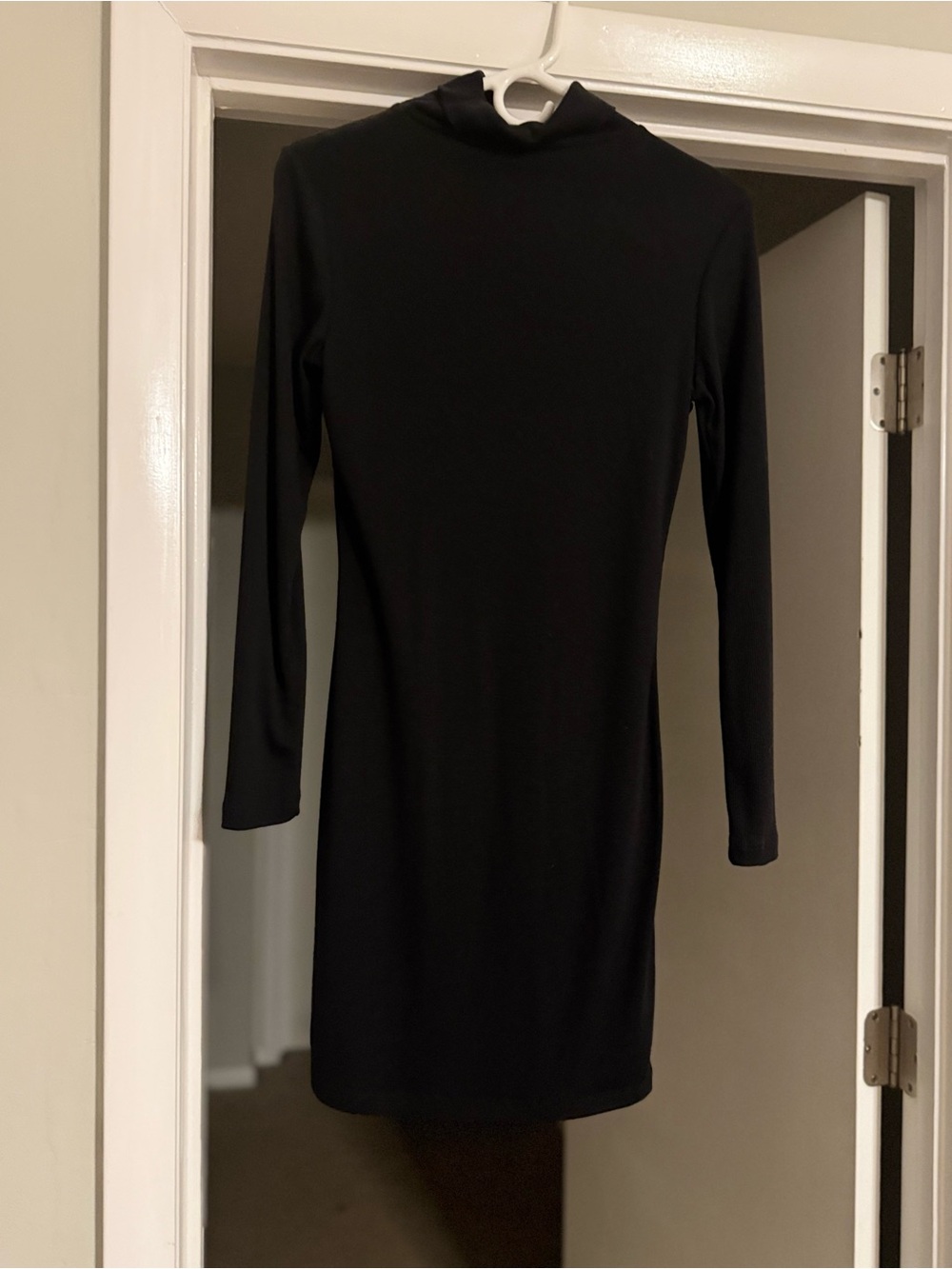 Lulu's Sleek Black Long-Sleeve Turtleneck Dress